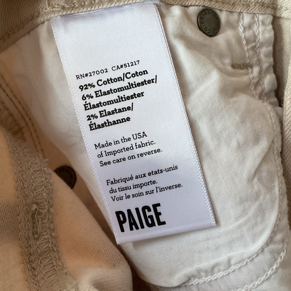 Paige Denim Cara Color Block Beige Ivory Ankle Zip Jeans Size 27 - Picture 8 of 10